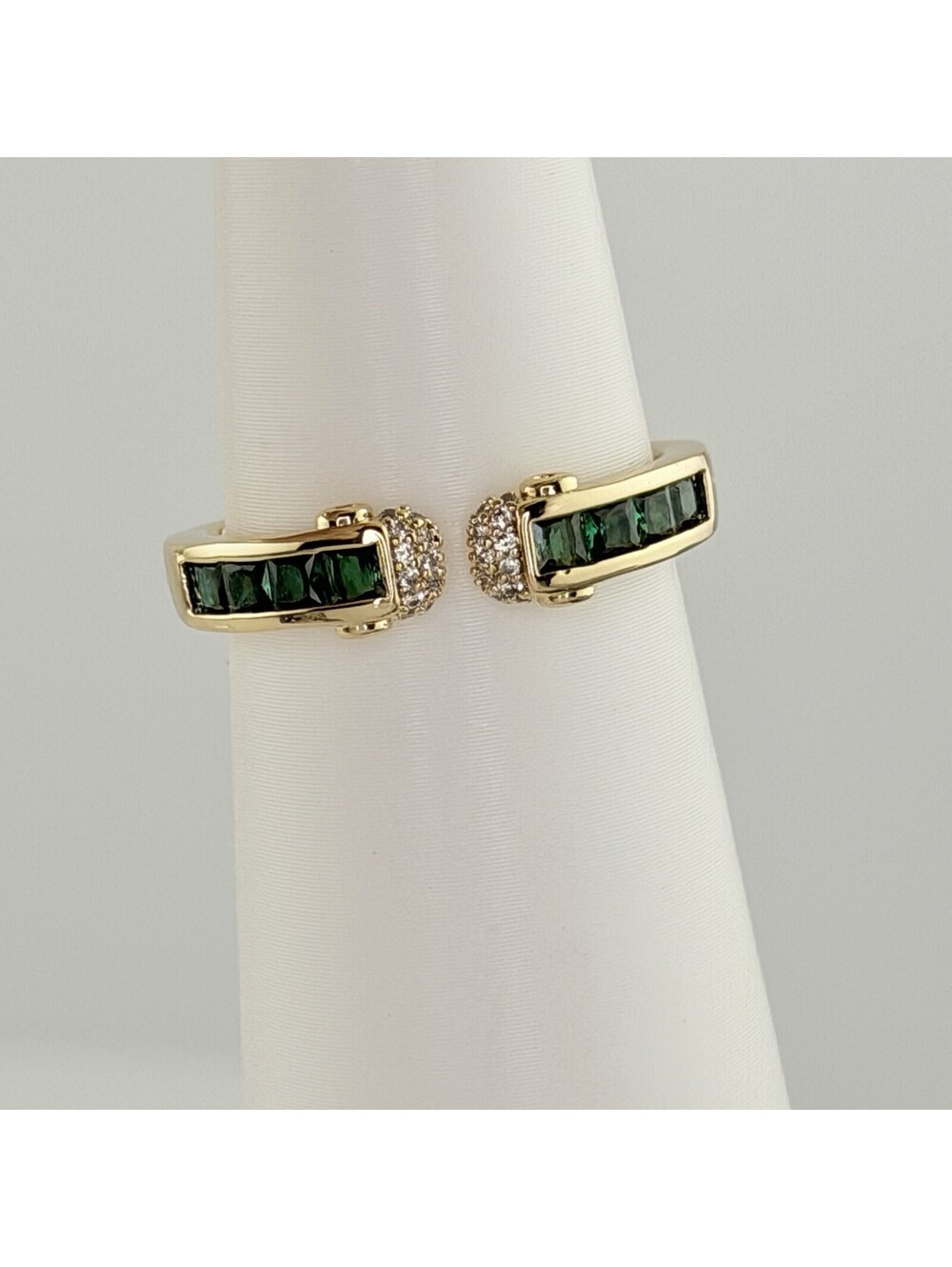 Bomb Party May Size 9 "The Ambria Ring" Lab-Created Emerald in Yellow Gold